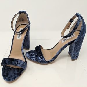 Steve Madden Carsson Blue Velvet Platform Heels 8M